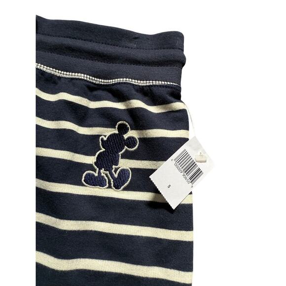 NWT Disney Mickey Mouse Navy White Striped Pajama Lounge Pants Sz Small - Picture 3 of 6